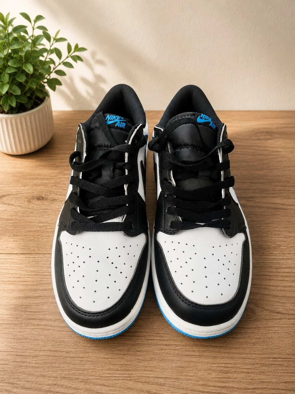 Nike Air Black White Blue Low-Top Sneakers